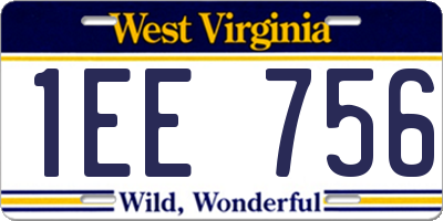 WV license plate 1EE756