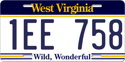 WV license plate 1EE758