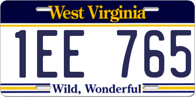WV license plate 1EE765