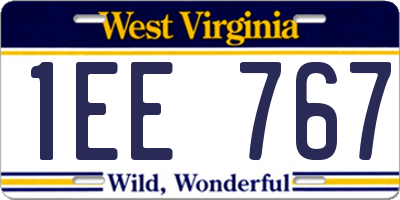 WV license plate 1EE767