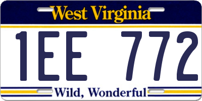 WV license plate 1EE772