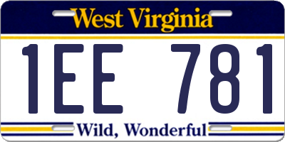 WV license plate 1EE781