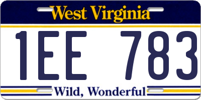 WV license plate 1EE783