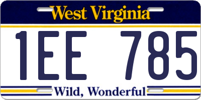 WV license plate 1EE785