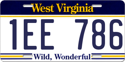 WV license plate 1EE786
