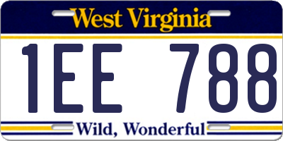 WV license plate 1EE788