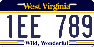 WV license plate 1EE789