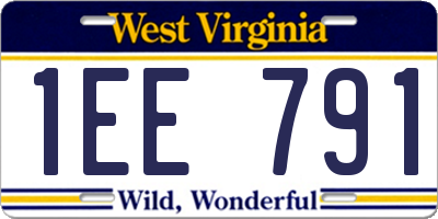 WV license plate 1EE791