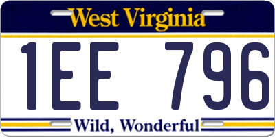 WV license plate 1EE796