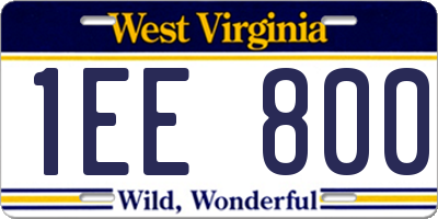 WV license plate 1EE800