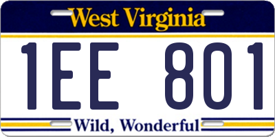 WV license plate 1EE801