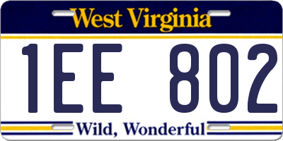 WV license plate 1EE802