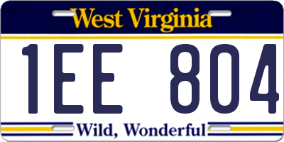 WV license plate 1EE804