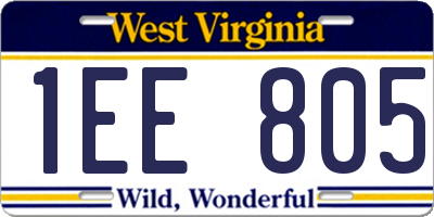 WV license plate 1EE805