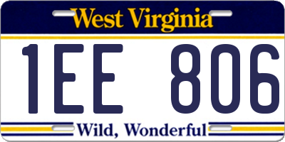 WV license plate 1EE806