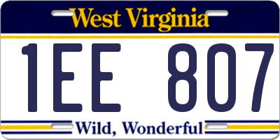 WV license plate 1EE807