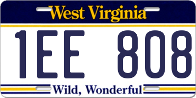 WV license plate 1EE808