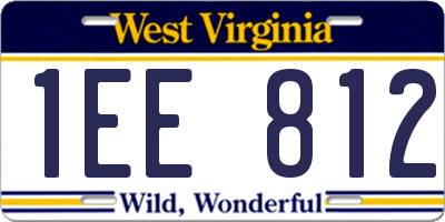 WV license plate 1EE812