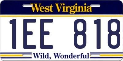 WV license plate 1EE818