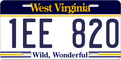 WV license plate 1EE820