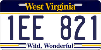 WV license plate 1EE821