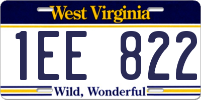 WV license plate 1EE822