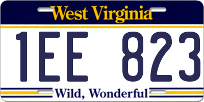 WV license plate 1EE823