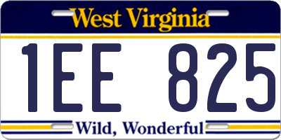 WV license plate 1EE825