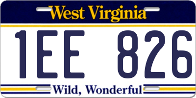 WV license plate 1EE826