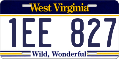 WV license plate 1EE827