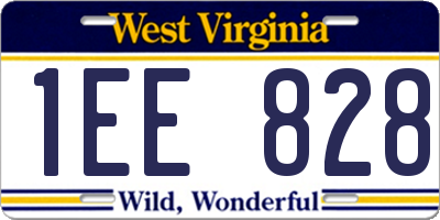 WV license plate 1EE828