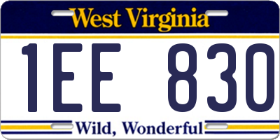 WV license plate 1EE830