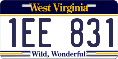 WV license plate 1EE831