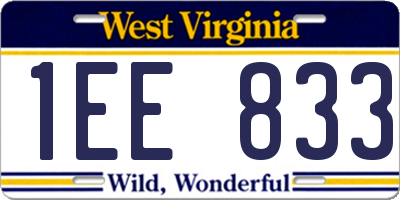 WV license plate 1EE833