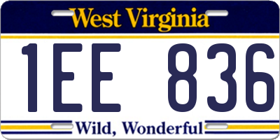 WV license plate 1EE836