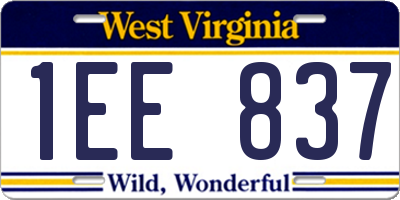 WV license plate 1EE837