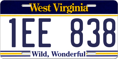 WV license plate 1EE838
