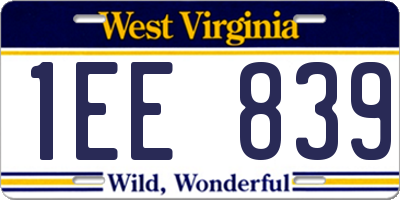 WV license plate 1EE839