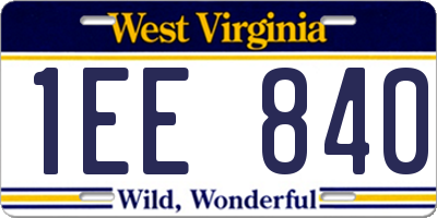 WV license plate 1EE840
