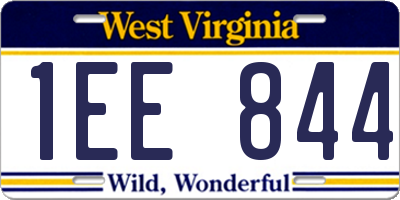 WV license plate 1EE844