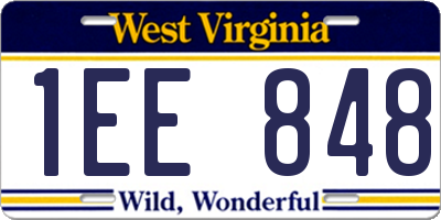 WV license plate 1EE848