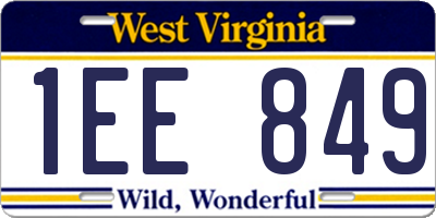 WV license plate 1EE849