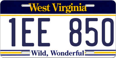 WV license plate 1EE850