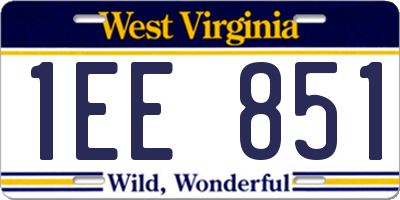WV license plate 1EE851