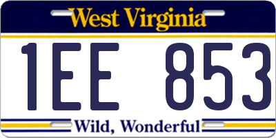 WV license plate 1EE853