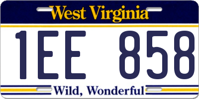 WV license plate 1EE858