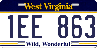 WV license plate 1EE863