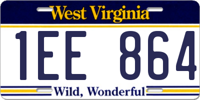 WV license plate 1EE864