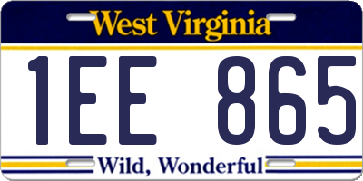 WV license plate 1EE865