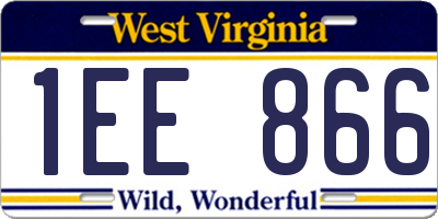 WV license plate 1EE866